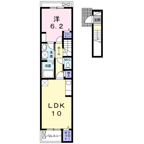ボン アミューズ(1LDK/2階)の間取り写真