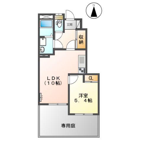 エミスフェール(1LDK/1階)の間取り写真