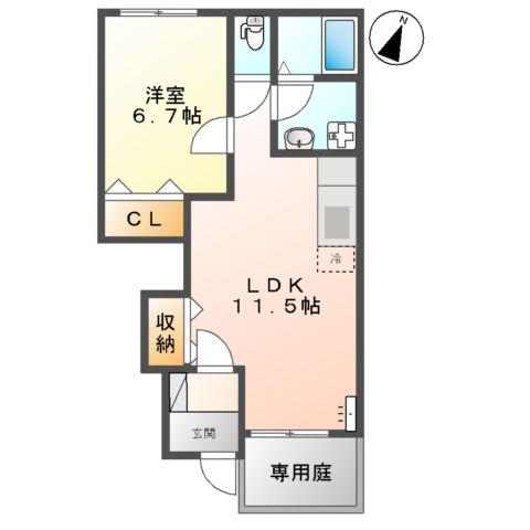 ONCIDIUM(1LDK/1階)の間取り写真