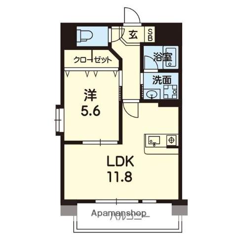 コンシェリア九品寺(1LDK/7階)の間取り写真