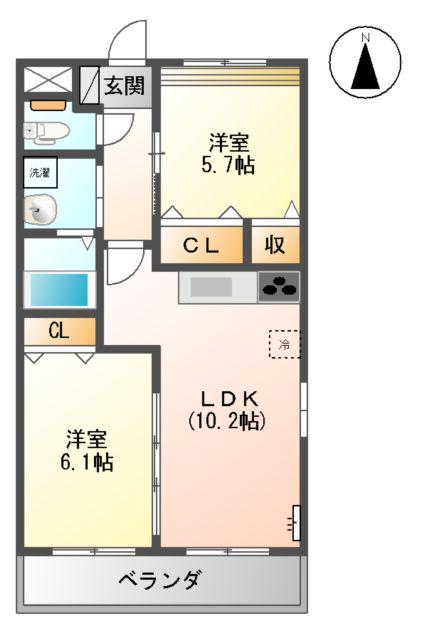 ウィズ ユー(2LDK/2階)の間取り写真