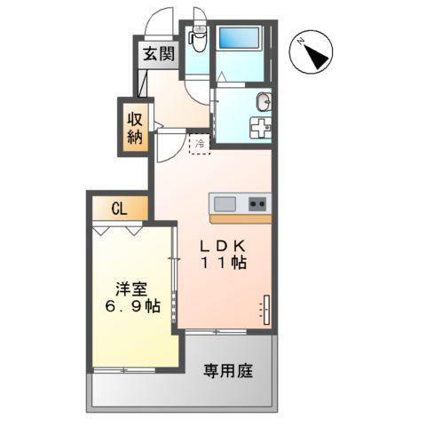 フォレスト御幸(1LDK/1階)の間取り写真