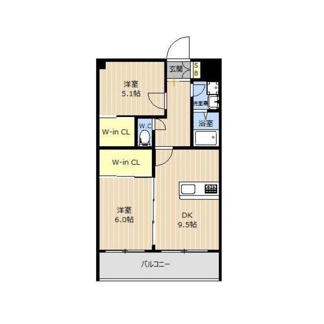 スペランザ(2DK/4階)の間取り写真