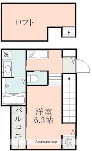 GRAND CRU東野(ワンルーム/2階)の間取り写真