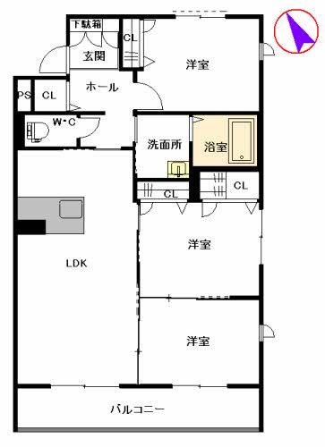 MASTメゾン尾ノ上(3LDK/3階)の間取り写真