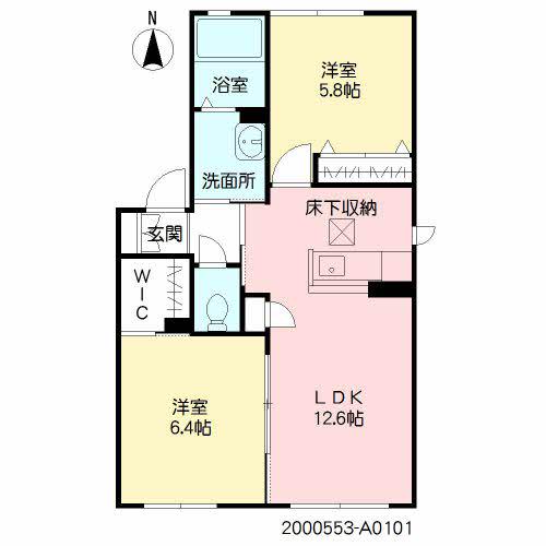 スリーゼ Ⅰ棟(2LDK/1階)の間取り写真