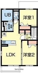 サウスブルー吉富Ⅰ(2LDK/2階)の間取り写真
