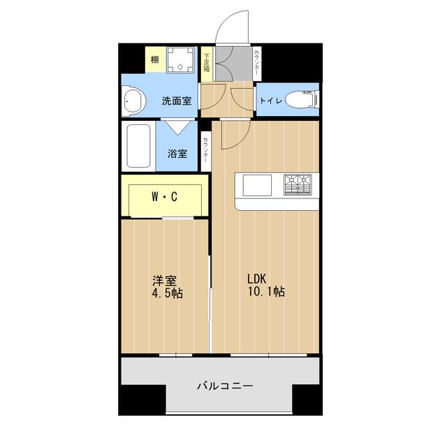 LIBTH九品寺Ⅱ(1LDK/12階)の間取り写真