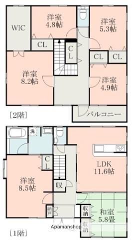 豊肥本線 平成駅 徒歩22分 2階建 築24年(6LDK)の間取り写真