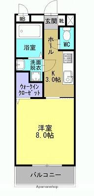 オレンジ(1K/3階)の間取り写真