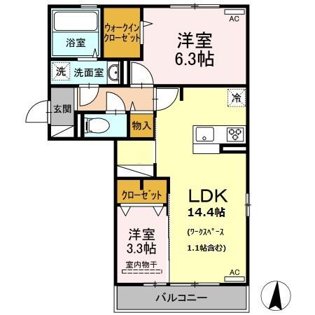 セレブ南高江(2LDK/2階)の間取り写真