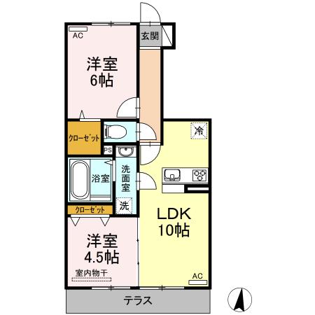 D-ROOM広崎(2LDK/1階)の間取り写真