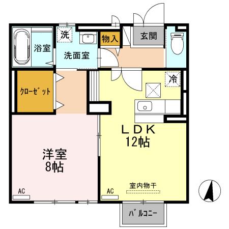 パラッツォ・K(1LDK/1階)の間取り写真