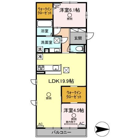 マーレ京町(2LDK/1階)の間取り写真