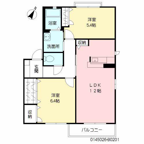 花みずきB(2LDK/2階)の間取り写真