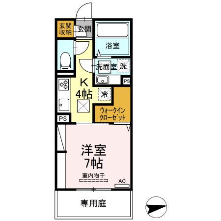 ファーブラウ(1K/1階)の間取り写真