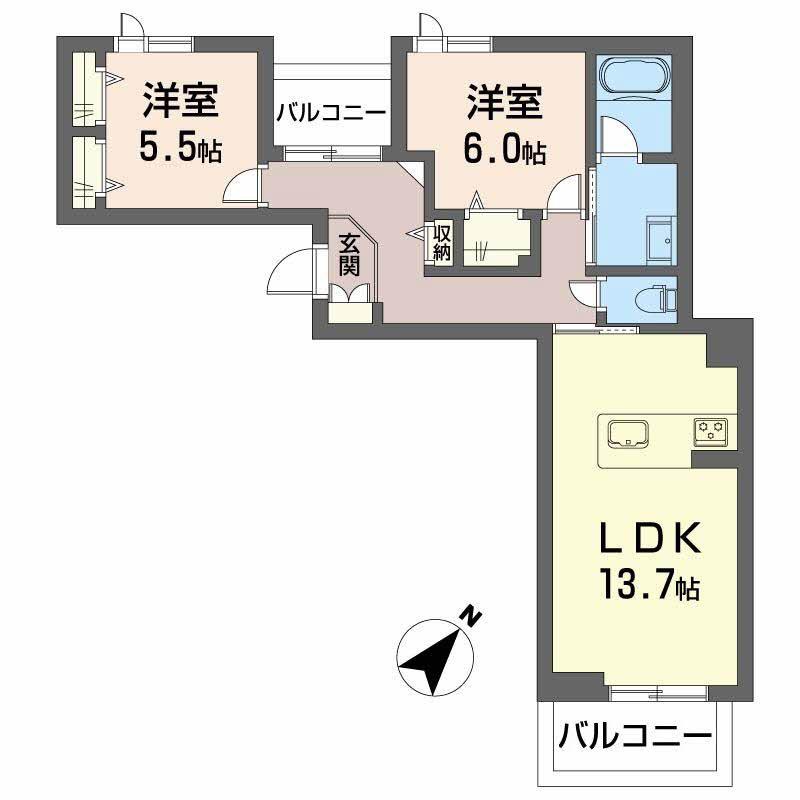 ベンガレンシス(2LDK/3階)の間取り写真