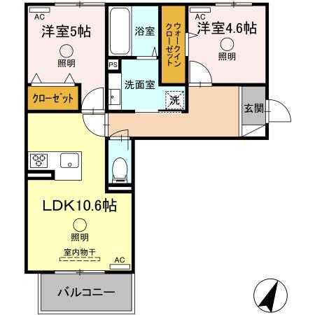 豊肥本線 東海学園前駅 徒歩56分 3階建 築2年(2LDK/3階)の間取り写真