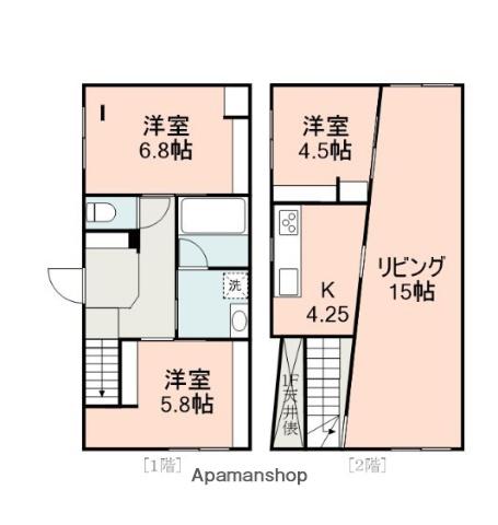 鹿児島本線 西熊本駅 徒歩7分 2階建 築2年(3LDK)の間取り写真