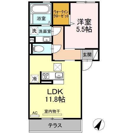 VISEO AFFINO(1LDK/1階)の間取り写真
