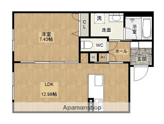 シャーメゾン健軍イースト(1LDK/1階)の間取り写真