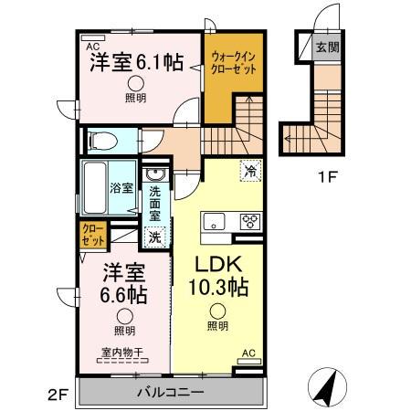 アリエス B(2LDK/2階)の間取り写真