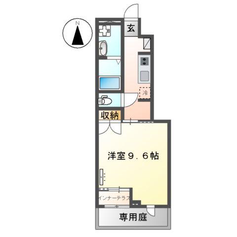 ソレイユ蓮台寺(1K/1階)の間取り写真