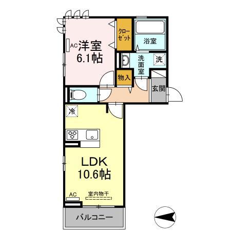 マーレK(1LDK/3階)の間取り写真