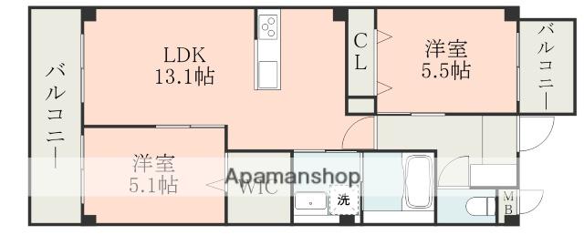 ハイムセラ琴平(2LDK/2階)の間取り写真