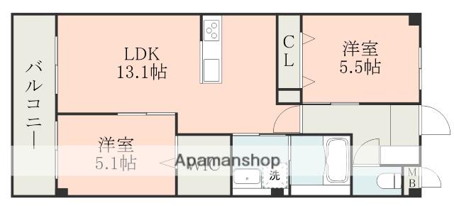 ハイムセラ琴平(2LDK/2階)の間取り写真