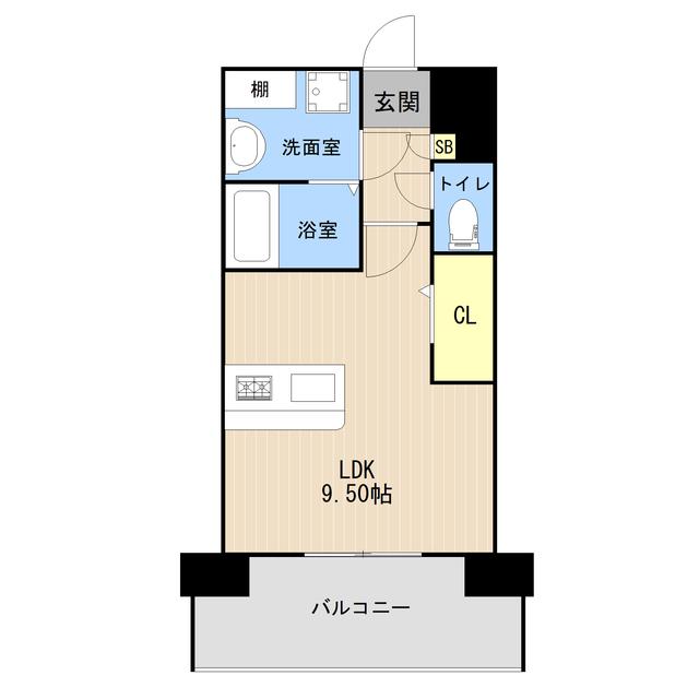 LIBTH九品寺Ⅲ(ワンルーム/8階)の間取り写真