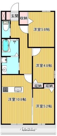 MAISON DE K Ⅲ(3LDK/1階)の間取り写真