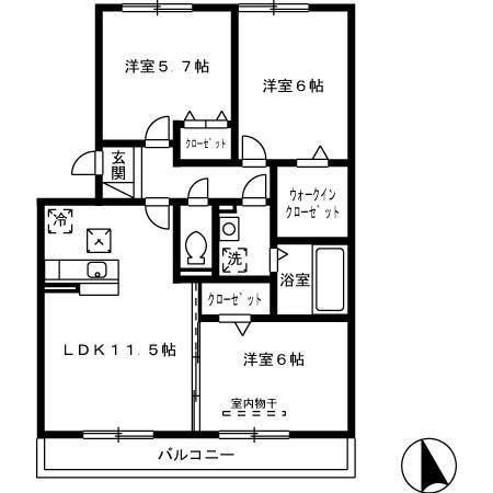 レルシエンテ(3LDK/3階)の間取り写真