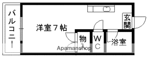 メモリアルハイツ(ワンルーム/2階)の間取り写真