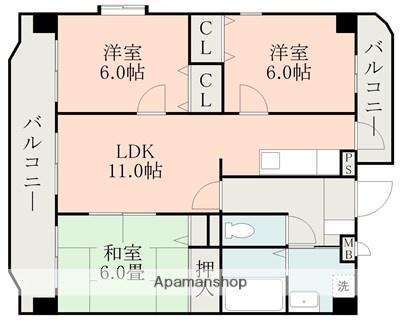 ルアールハイツ(3LDK/3階)の間取り写真