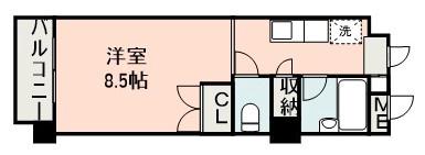 リベルテ本荘(ワンルーム/9階)の間取り写真