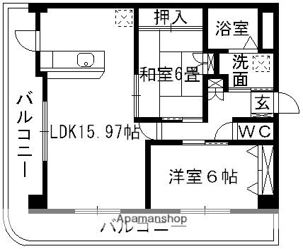 グランフィーネ新土河原(2LDK/6階)の間取り写真
