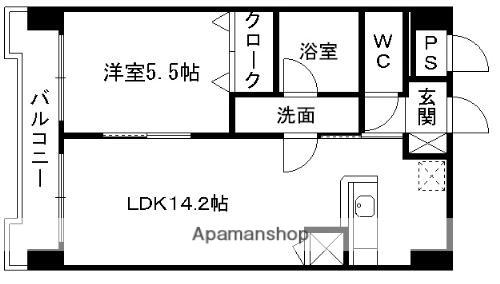 クイール南熊本(1LDK/6階)の間取り写真
