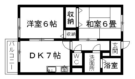 ファミールヒルズC(2DK/2階)の間取り写真