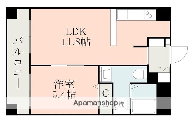 レジディア熊本辛島(1LDK/12階)の間取り写真