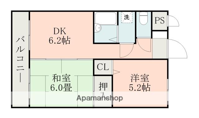 MⅡマンション(2DK/2階)の間取り写真