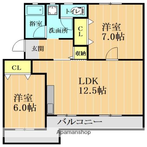 西富ビル(2LDK/3階)の間取り写真
