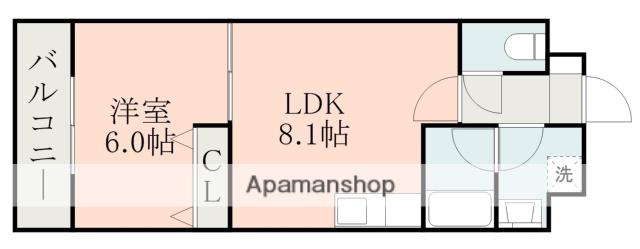 PLACE水前寺(1LDK/4階)の間取り写真