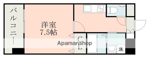 ハッピーマンション南熊本(1K/6階)の間取り写真