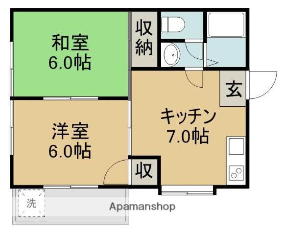 エクシードまつお(2DK/1階)の間取り写真