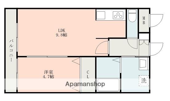 スライブ壱番館(1LDK/2階)の間取り写真
