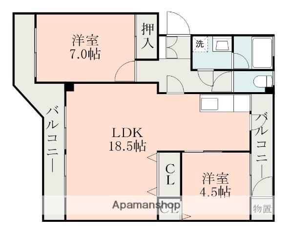 グリンピアパーツ近見(2LDK/2階)の間取り写真