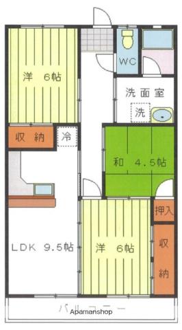 レジデンス西原(3DK/2階)の間取り写真