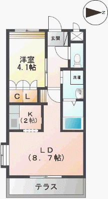 鹿児島本線 宇土駅 徒歩9分 2階建 築16年(1LDK/2階)の間取り写真