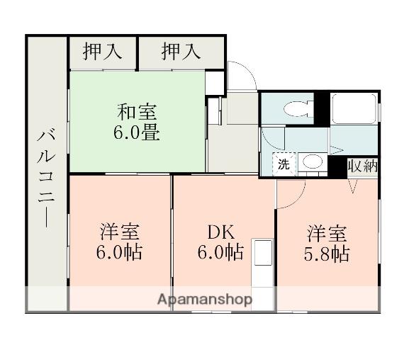 シャトーレジデンス長嶺(3DK/2階)の間取り写真